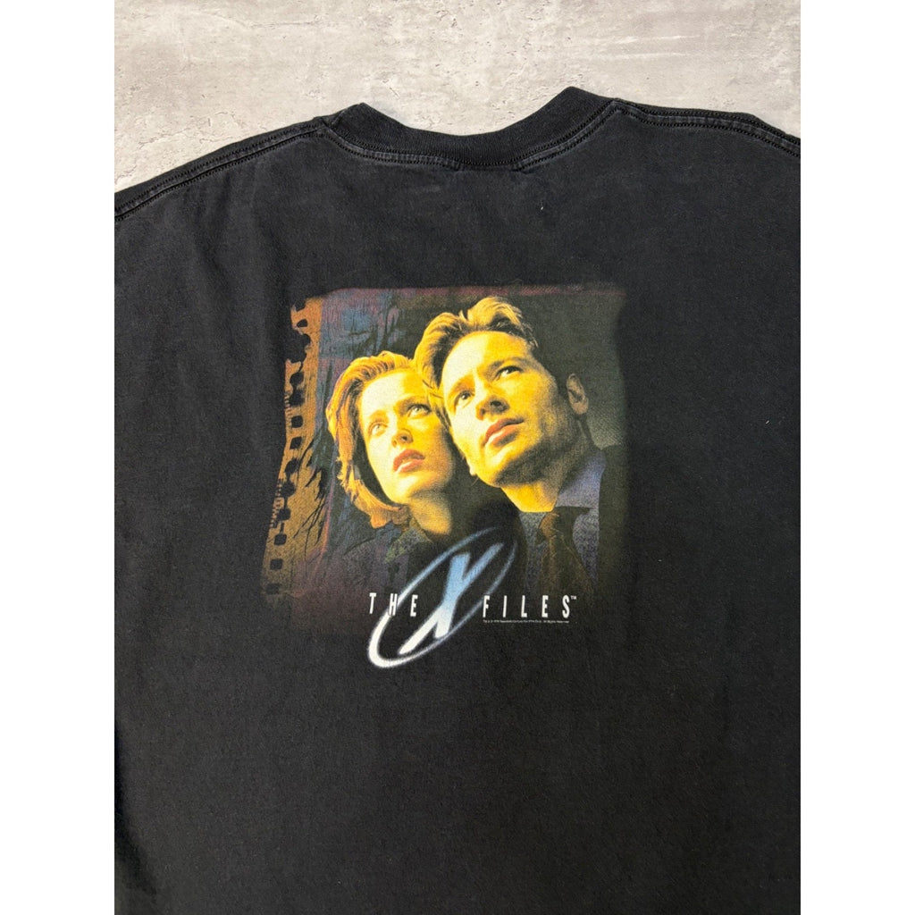 Vintage 1998 The X Files Tv Show Promo Embroidered Spellout T-Shirt Size XL