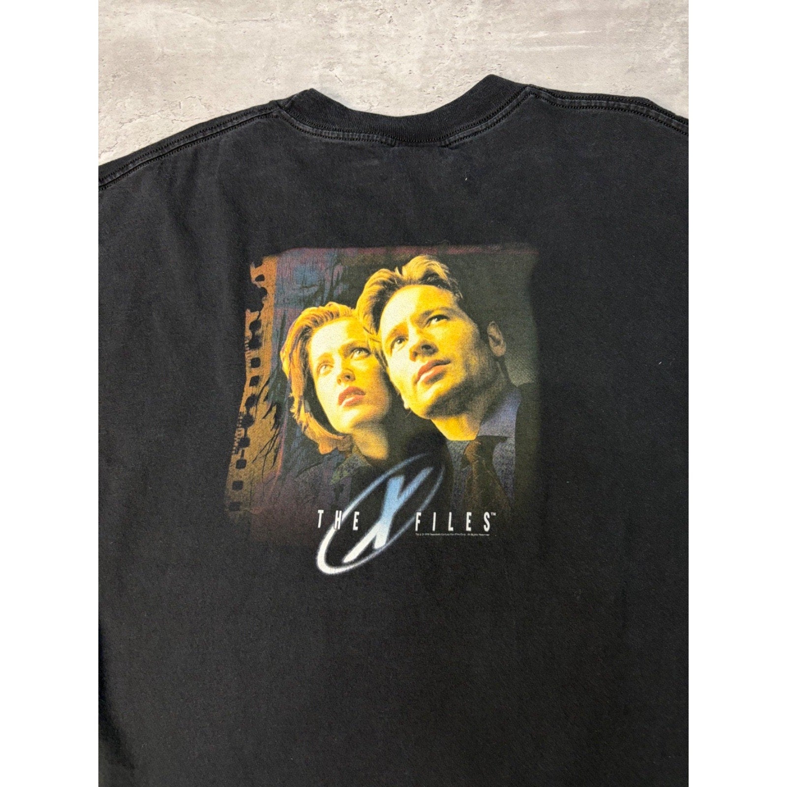 Vintage 1998 The X Files Tv Show Promo Embroidered Spellout T-Shirt Size XL