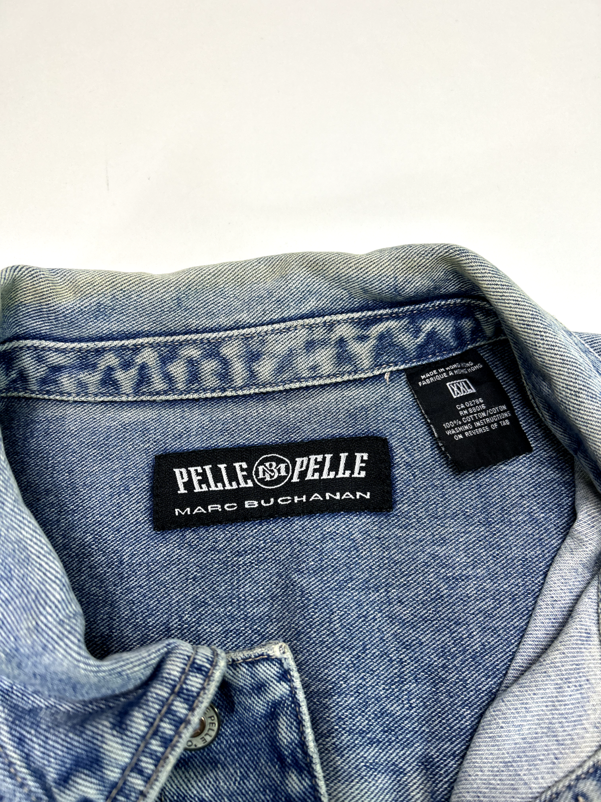 Vintage Pelle Pelle Light Wash Denim Multi Pocket Jacket Size 2XL