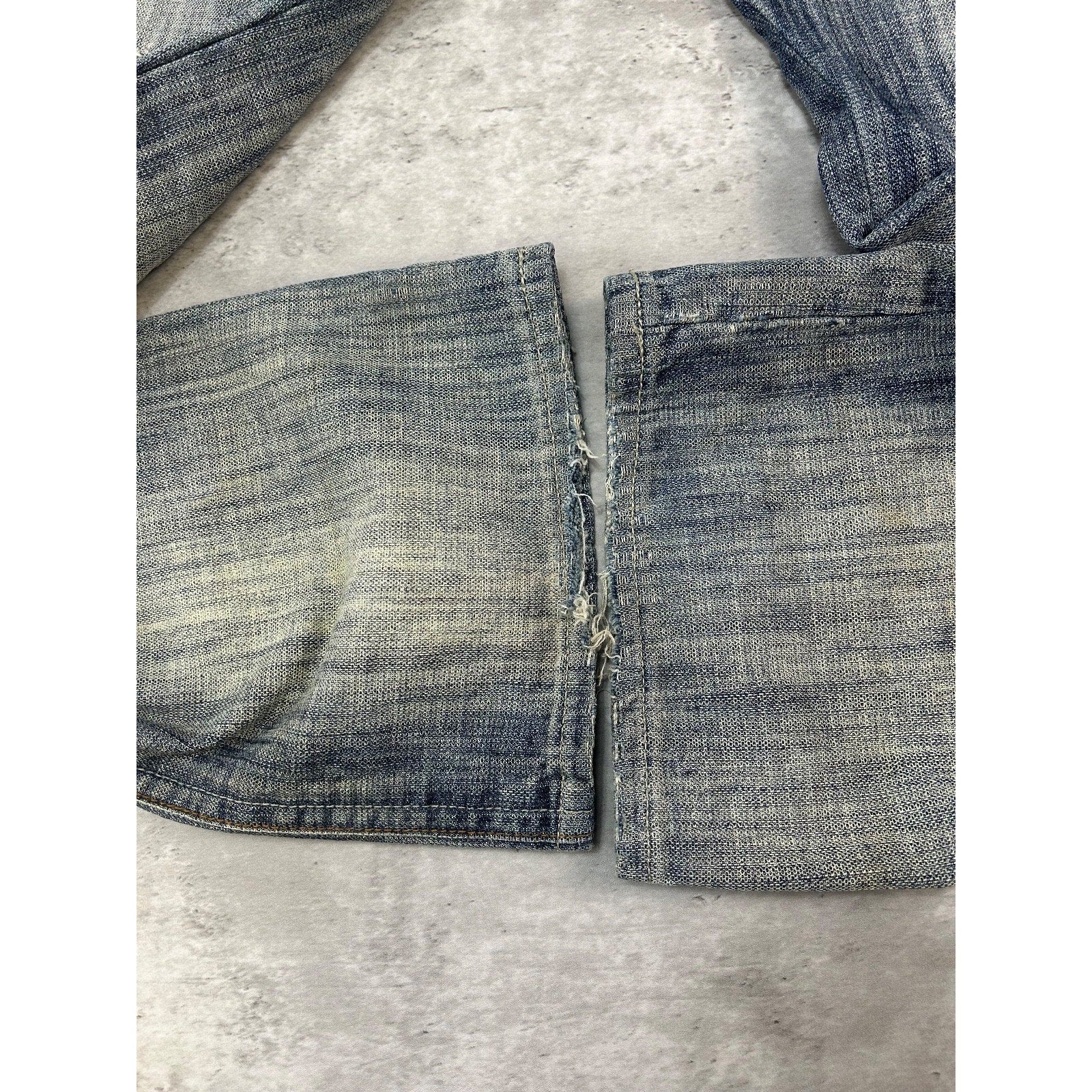 Vintage Y2K Parasuco Distressed Gray Denim Straight Fit Denim Pants Size 33
