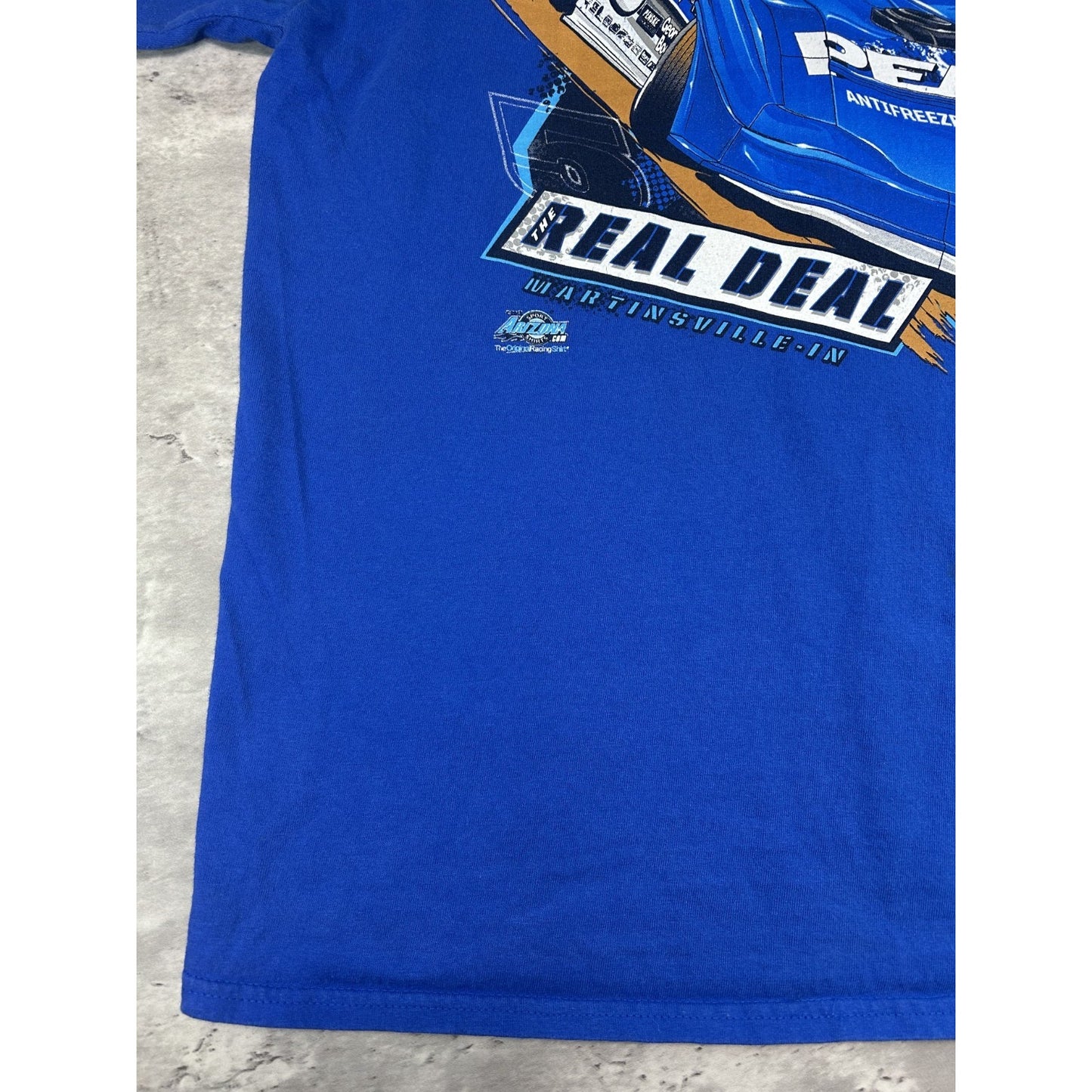 Vintage Don O'Neal #5 The Real Deal Racing Graphic T-Shirt Size Large Blue