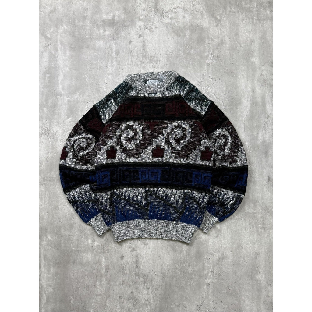 Vintage Sweater Graphix Abstract Print Pullover Knit Sweater Size Small