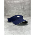 Vintage Nike Embroidered Swoosh Strapback Visor OSFA Navy Blue