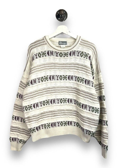 Vintage North Country 3D Knit Abstract Stripe Pattern Knit Sweater Size Large