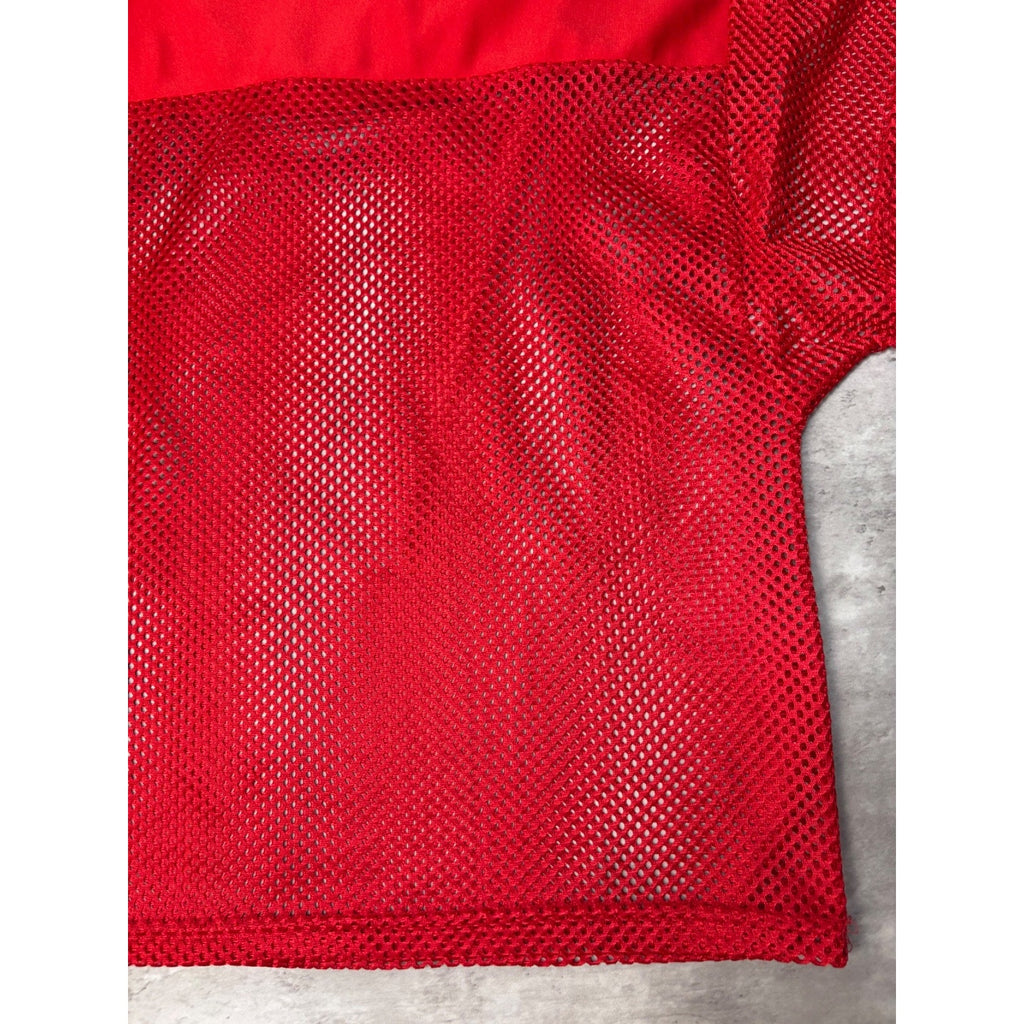 Vintage 90s Loose Blank Mesh Red Football Warm Up Jersey Size Medium