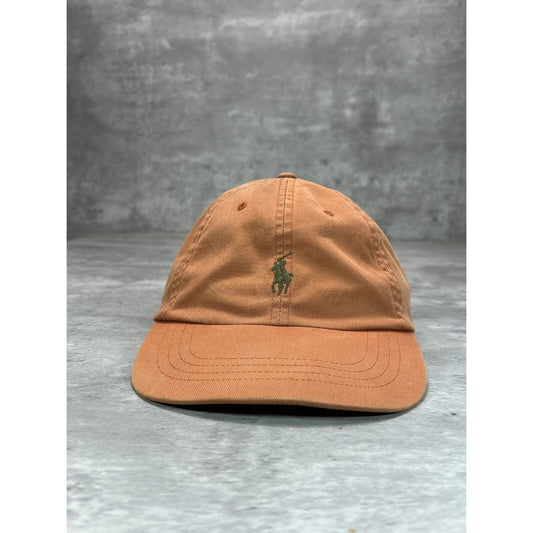 Vintage Polo Ralph Lauren Embroidered Pony Strapback Snapback Hat OSFA Orange