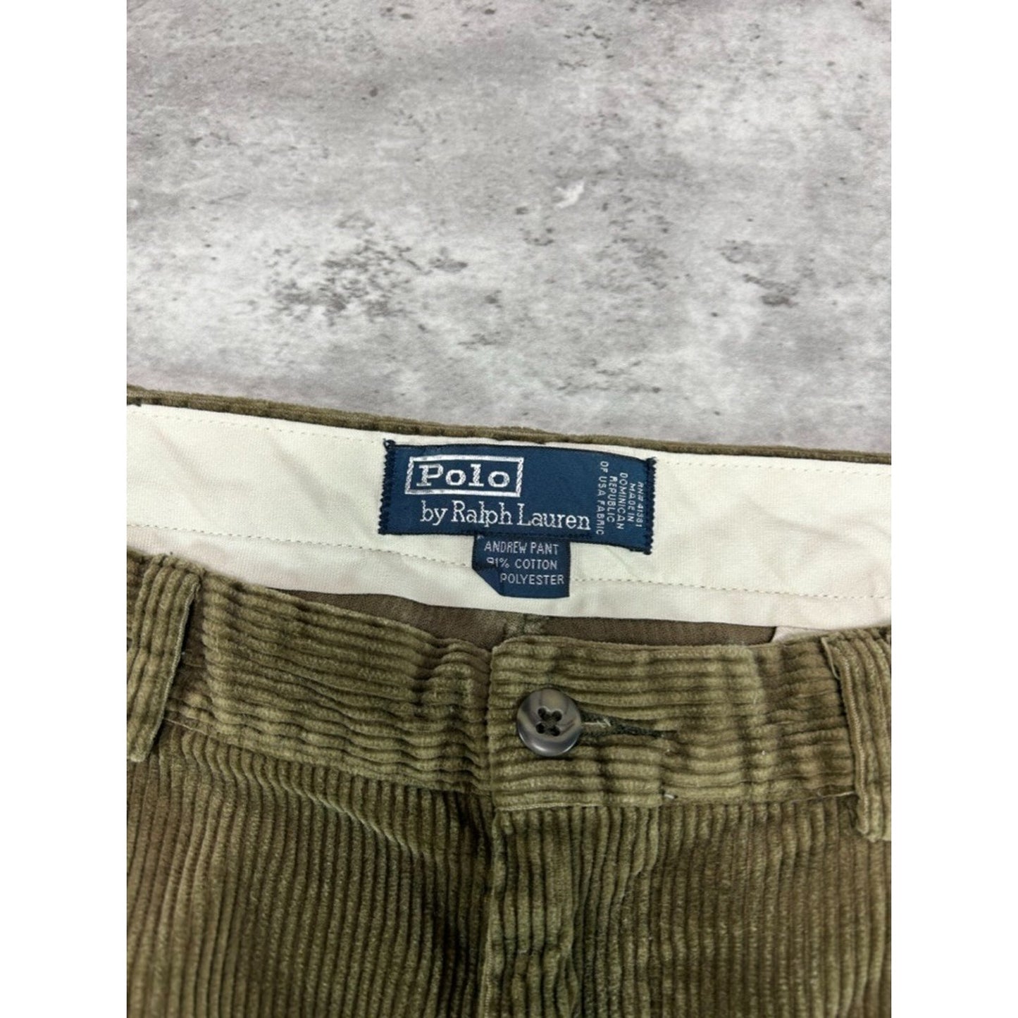 Vintage 90s Polo Ralph Lauren Corduroy Trouser Pants Size 33 Green