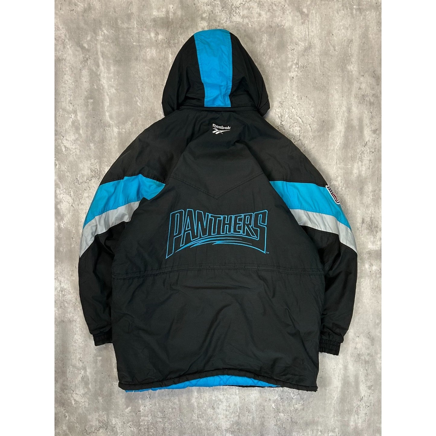Vintage 90s Carolina Panthers NFL Reebok Insulated Long Jacket Jacket Size XL