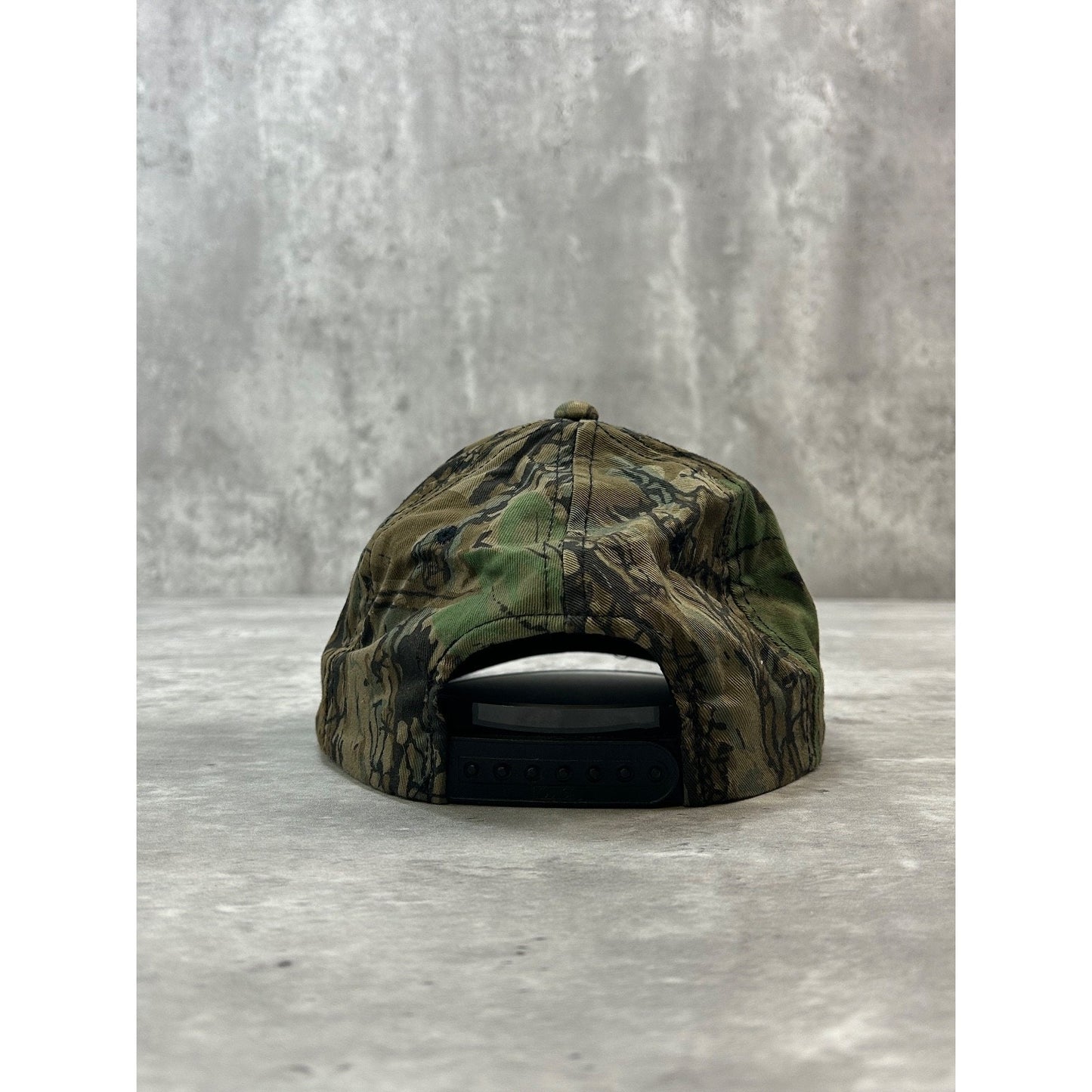 Vintage 90s George Lumber Tree Camo Hunting Spellout Snapback Hat OSFA