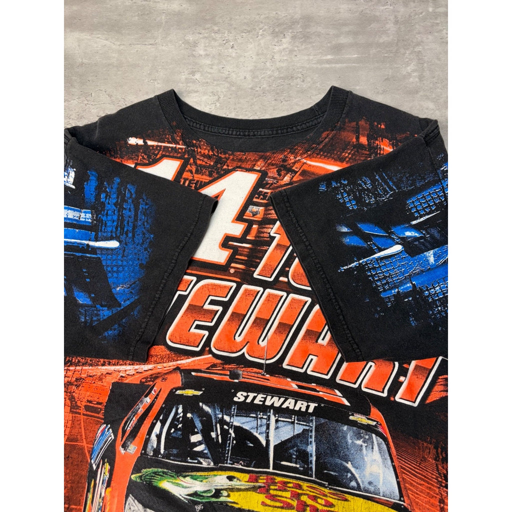 Vintage Tony Stewart #14 Nascar All Over Print Racing T-Shirt Size Large