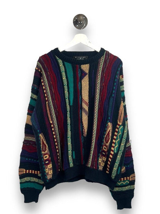 Vintage Protege COOGI Style Abstract Print Pullover 3D Knit Sweater Size XL