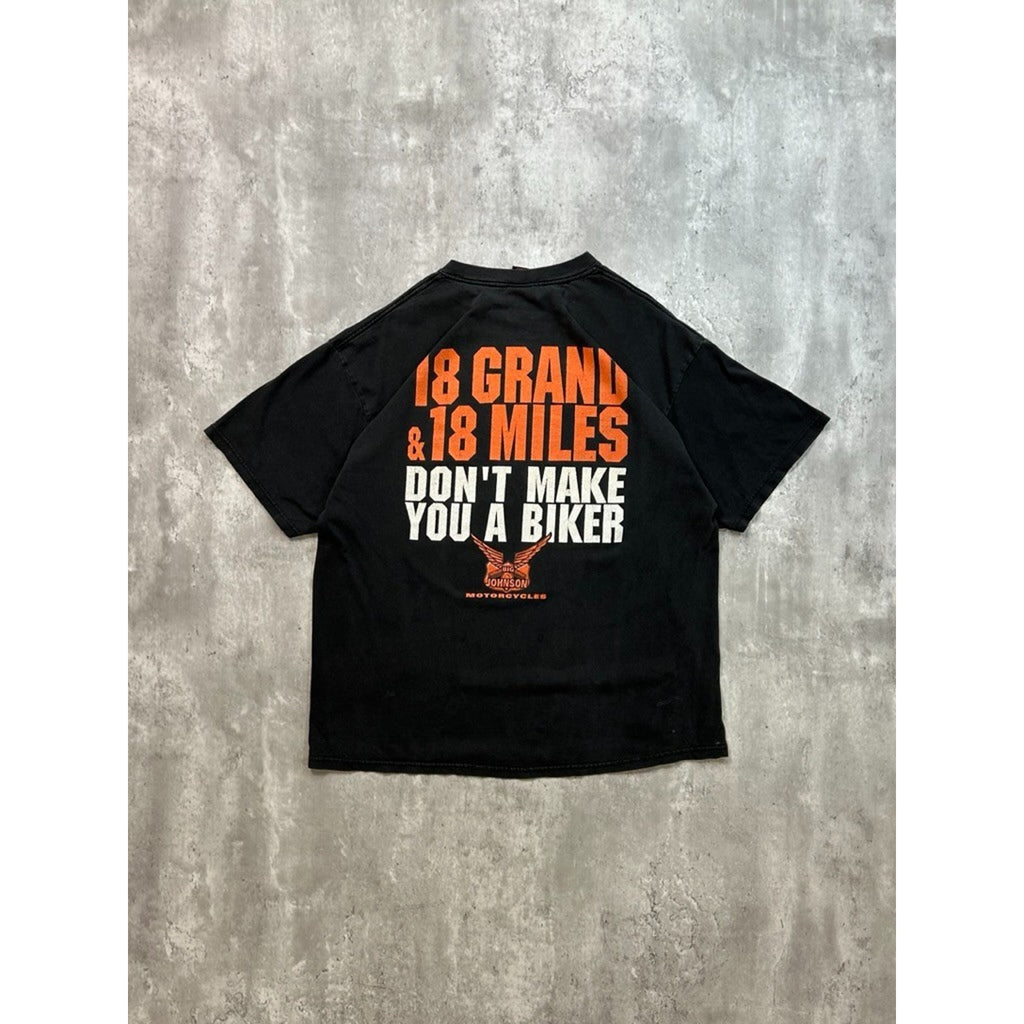 Vintage Big Johnson Motorcycles Spellout Slogan Graphic T-Shirt Size XL