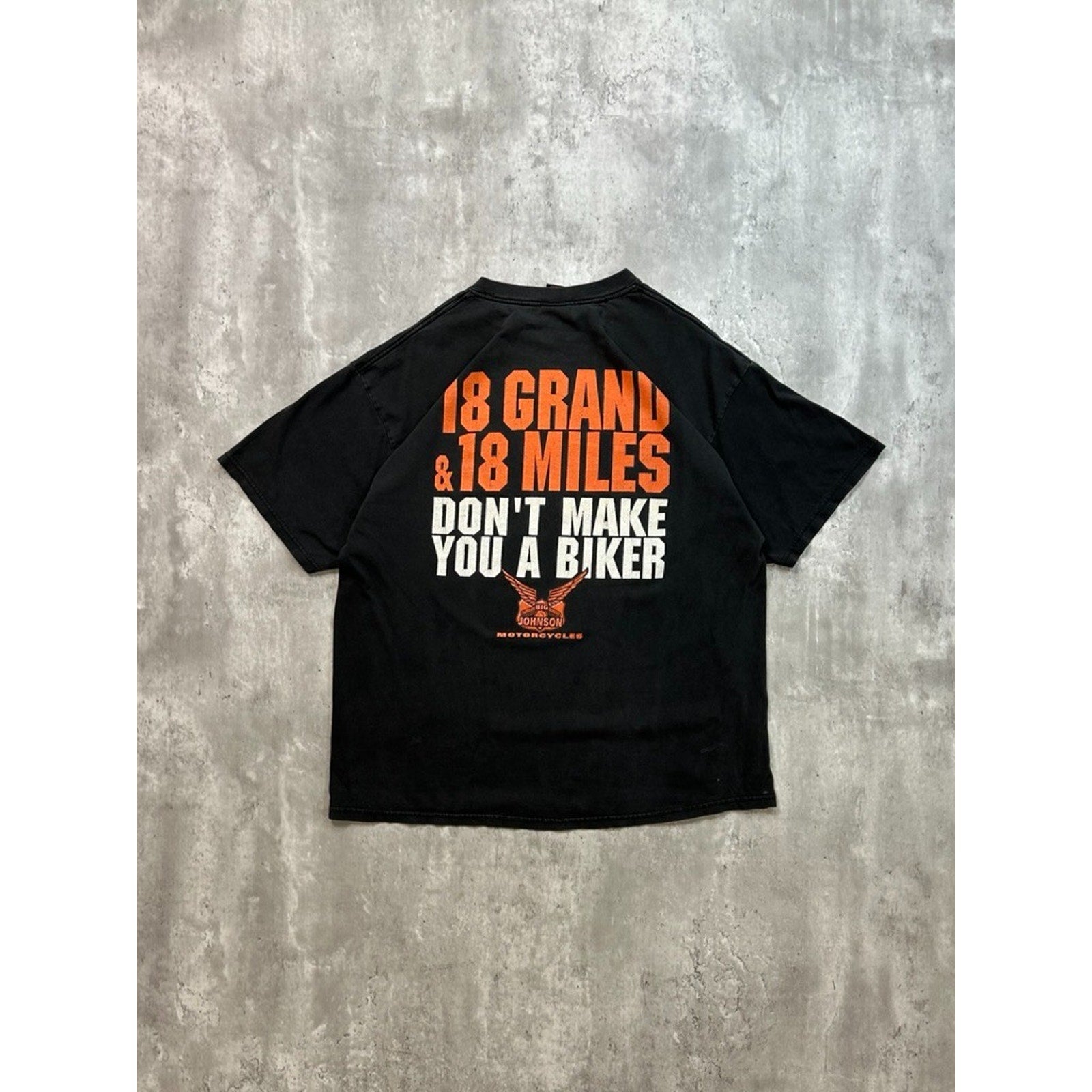 Vintage Big Johnson Motorcycles Spellout Slogan Graphic T-Shirt Size XL