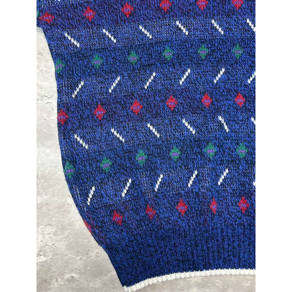 Vintage 90s Van Heusen Abstract Striped Pullover Knit Sweater Size Large Tall