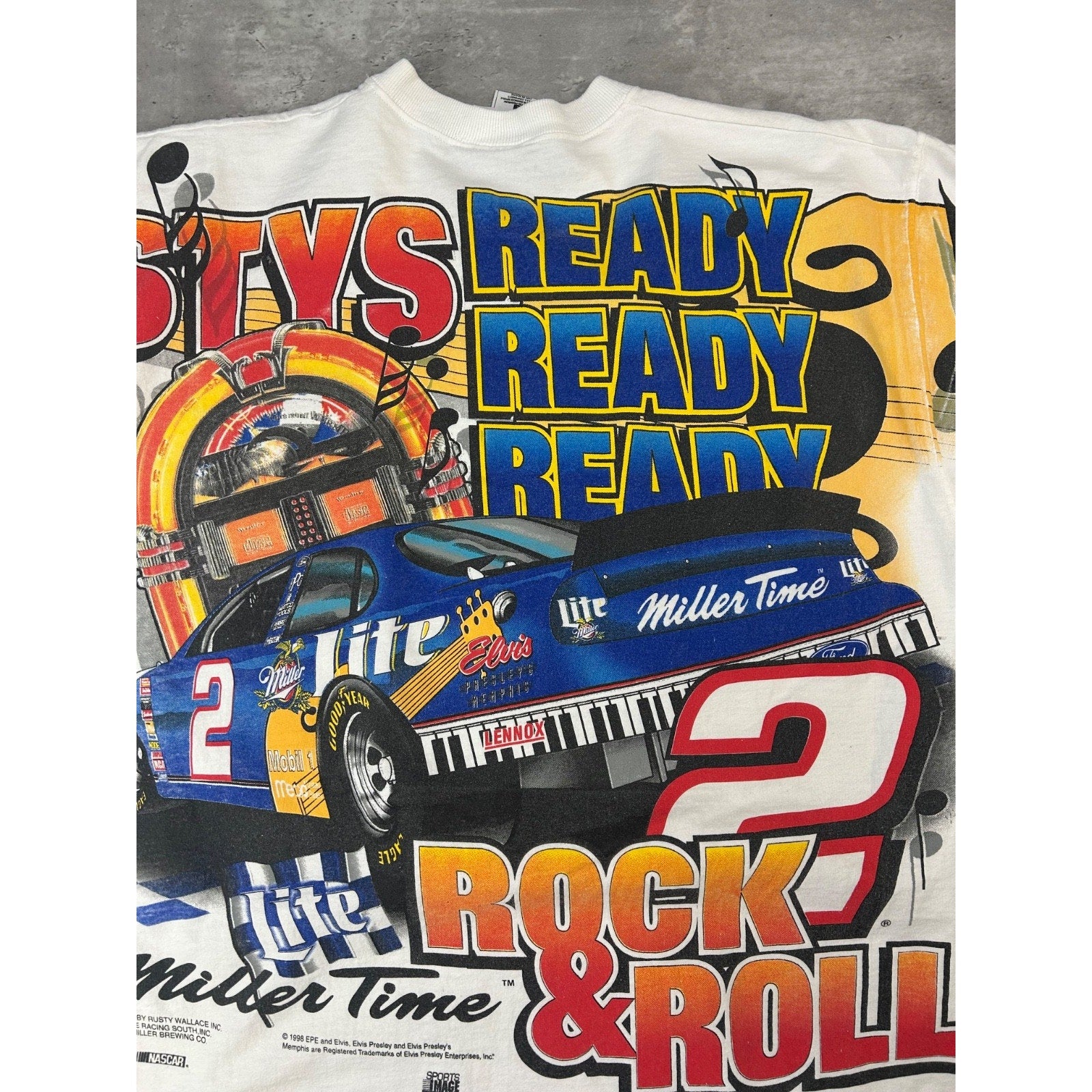 1998 Rusty Wallace #2 Elvis Nascar Racing All Over Print T-Shirt Size Large