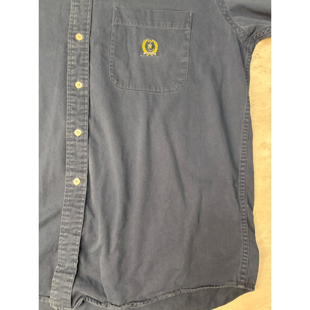 Vintage Nautica Embroidered Crest Long Sleeve Button Up Shirt Size Large