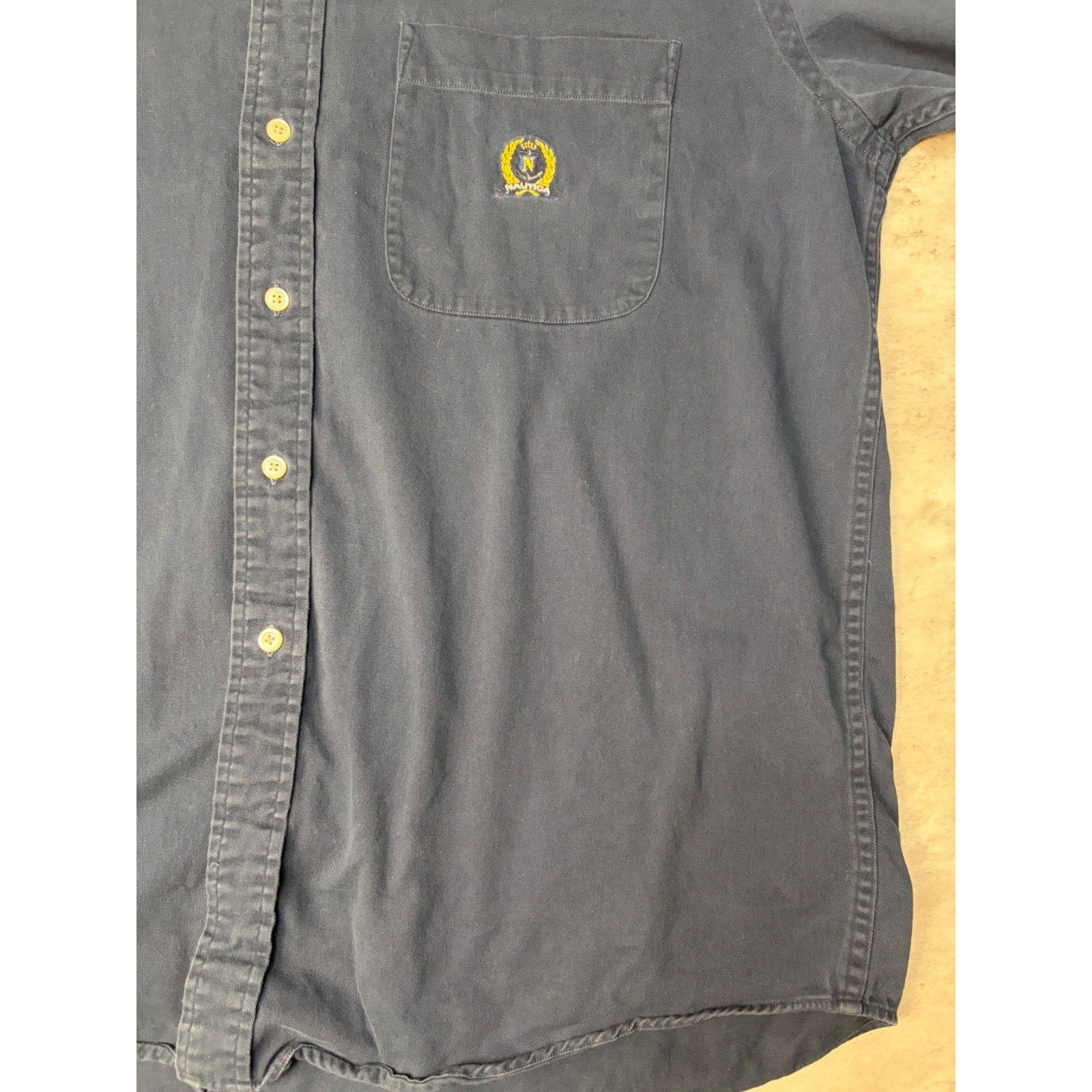 Vintage Nautica Embroidered Crest Long Sleeve Button Up Shirt Size Large