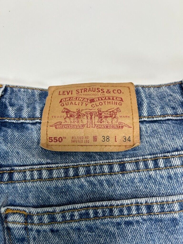 Vintage 90s Levis 550 Red Tab Medium Wash Denim Pants Size 36W