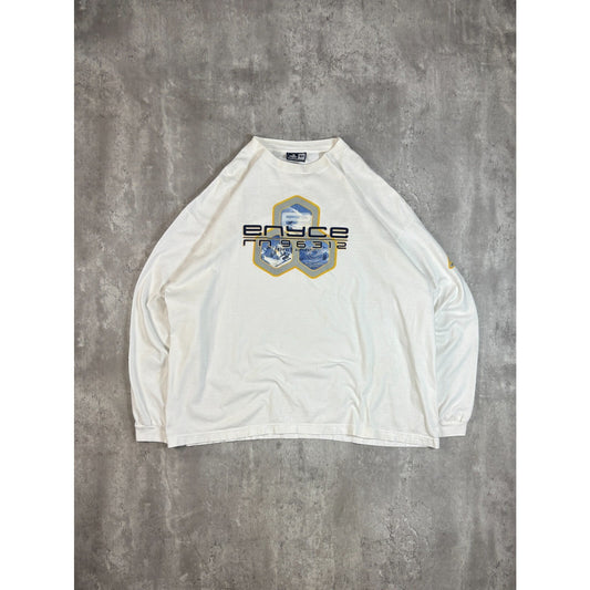 Vintage Y2K Enyce RN96312 Spellout Graphic Long Sleeve T-Shirt Size XXL White