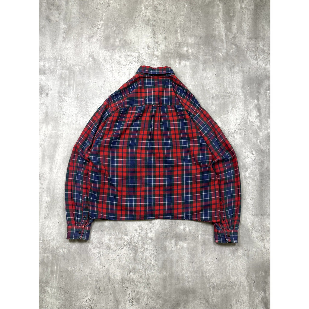 Vintage Eddie Bauer Double Pocket Plaid Cropped Button Up Shirt Size LT