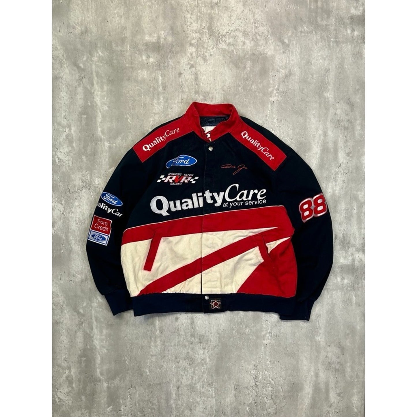 Vintage Dale Jarrett #88 Nascar Embroidered Patches Racing Jacket Size Large