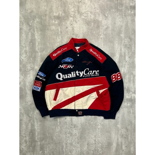 Vintage Dale Jarrett #88 Nascar Embroidered Patches Racing Jacket Size Large
