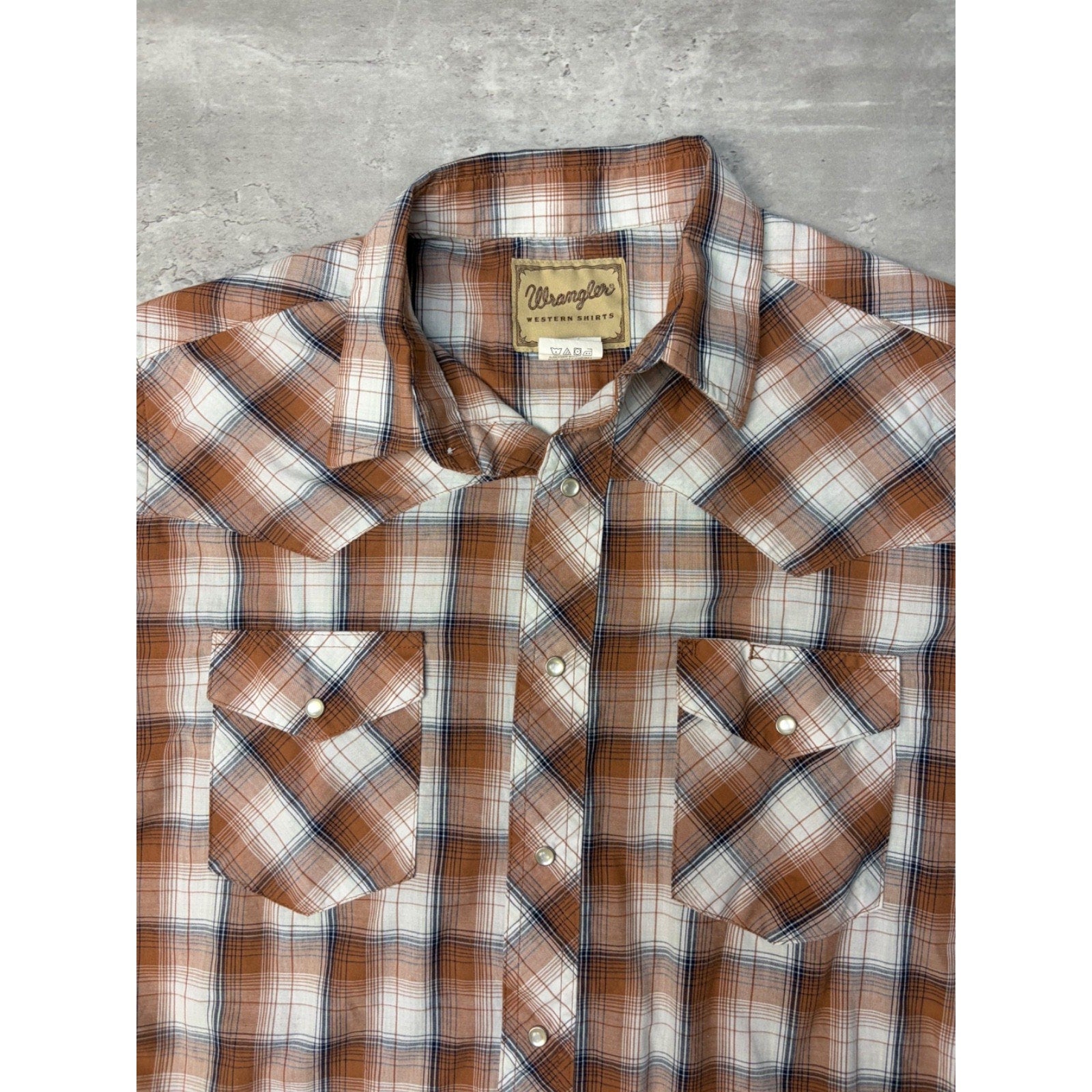 VTG 90s Wrangler Western Pearl Snap Reworked Cropped Button Up Shirt Sz Large