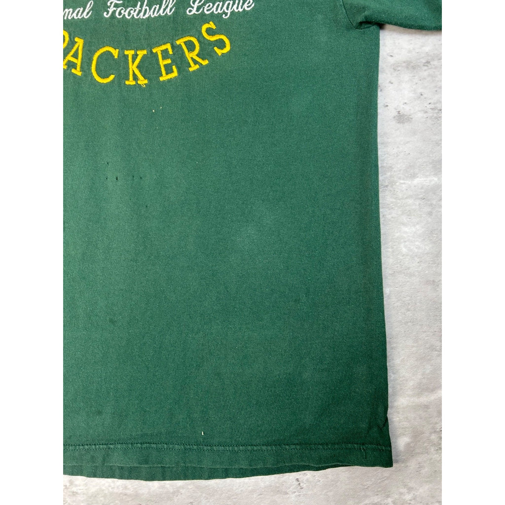Vintage 90s Green Bay Packers NFL Embroidered Spellout Football T-Shirt Sz Large
