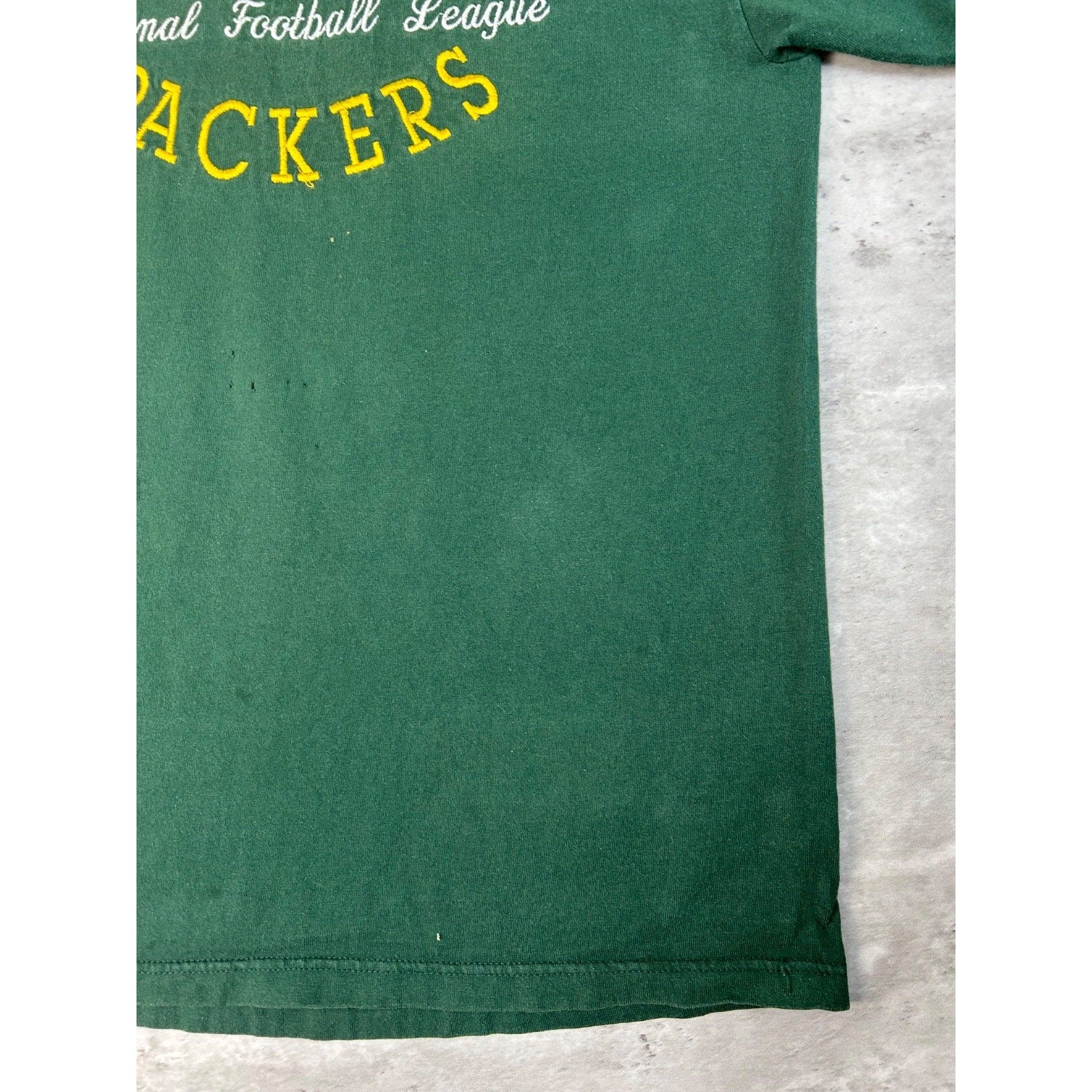 Vintage 90s Green Bay Packers NFL Embroidered Spellout Football T-Shirt Sz Large