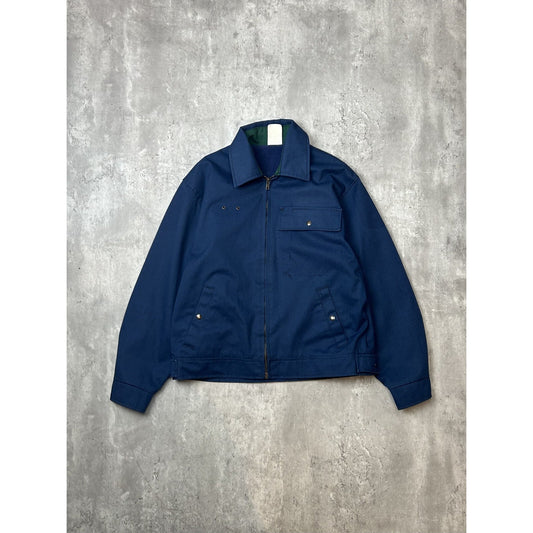 Vintage 1980s Canvas Workwear Cropped Detroit Style Jacket Size Medium Blue