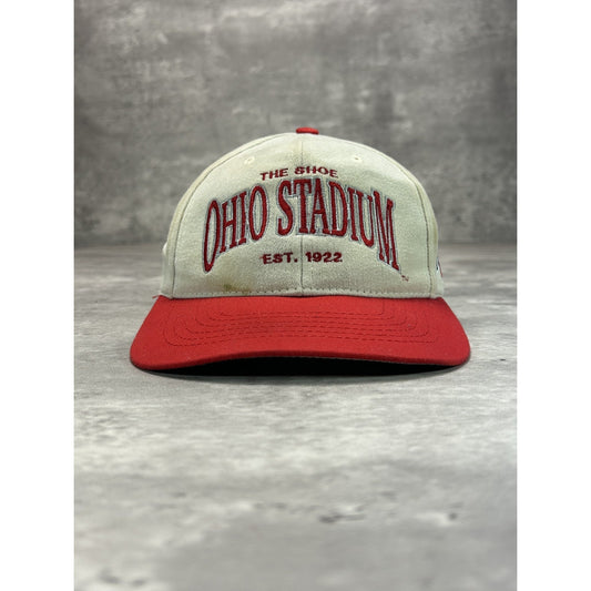 Vintage 90s Ohio Stadium NCAA Buckeyes Embroidered Spellout Snapback Hat OSFA