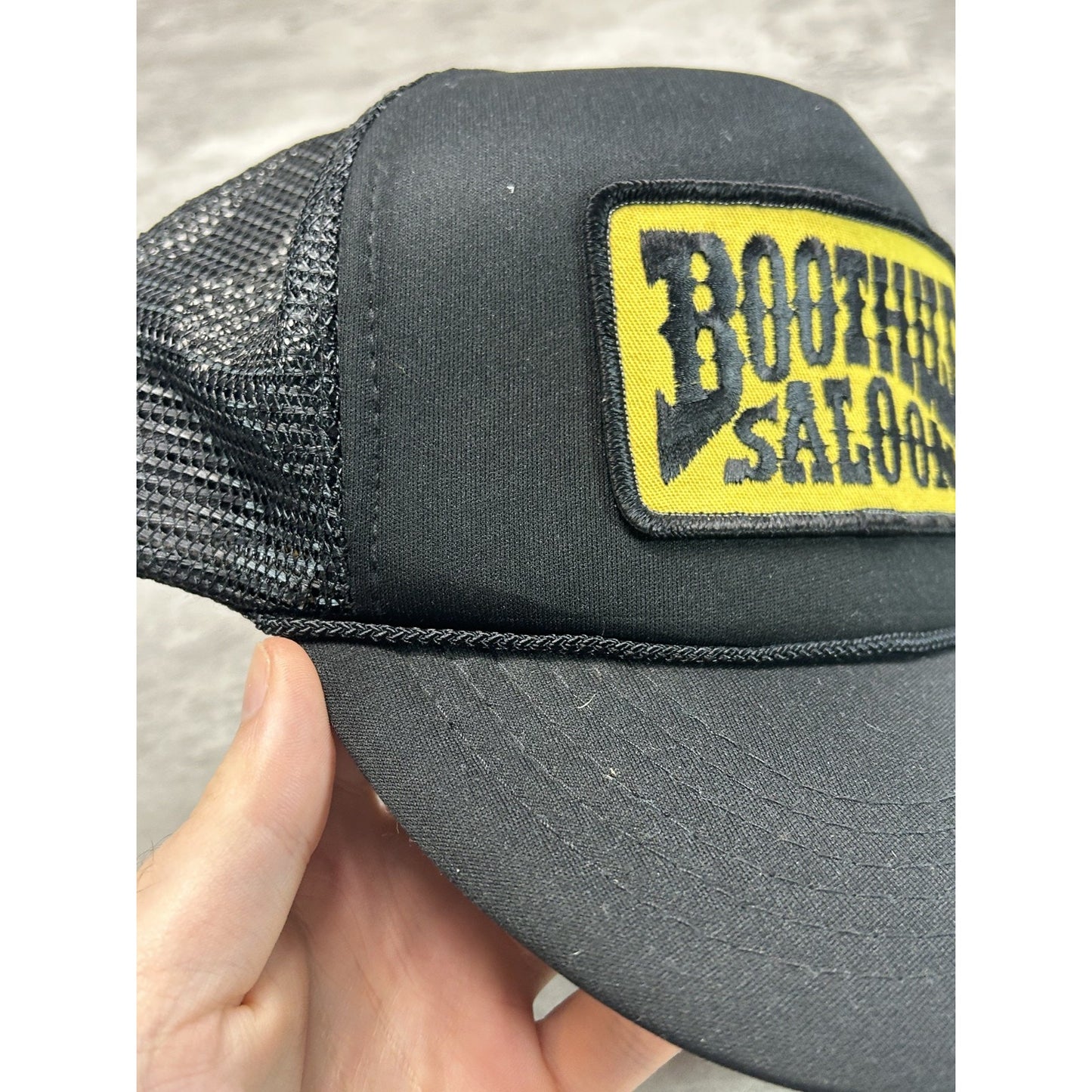 Vintage 90s Boot Hill Saloon Embroidered Patch Trucker Snapback Hat OSFA Black