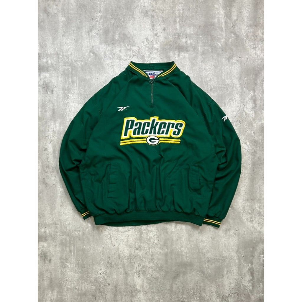 Vintage Green Bay Packers NFL Reebok Pullover Windbreaker Jacket Size 2XL