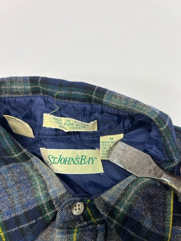 Vintage 90s St. Johns Bay Double Pocket Wool Flannel Button Up Shirt Size Medium