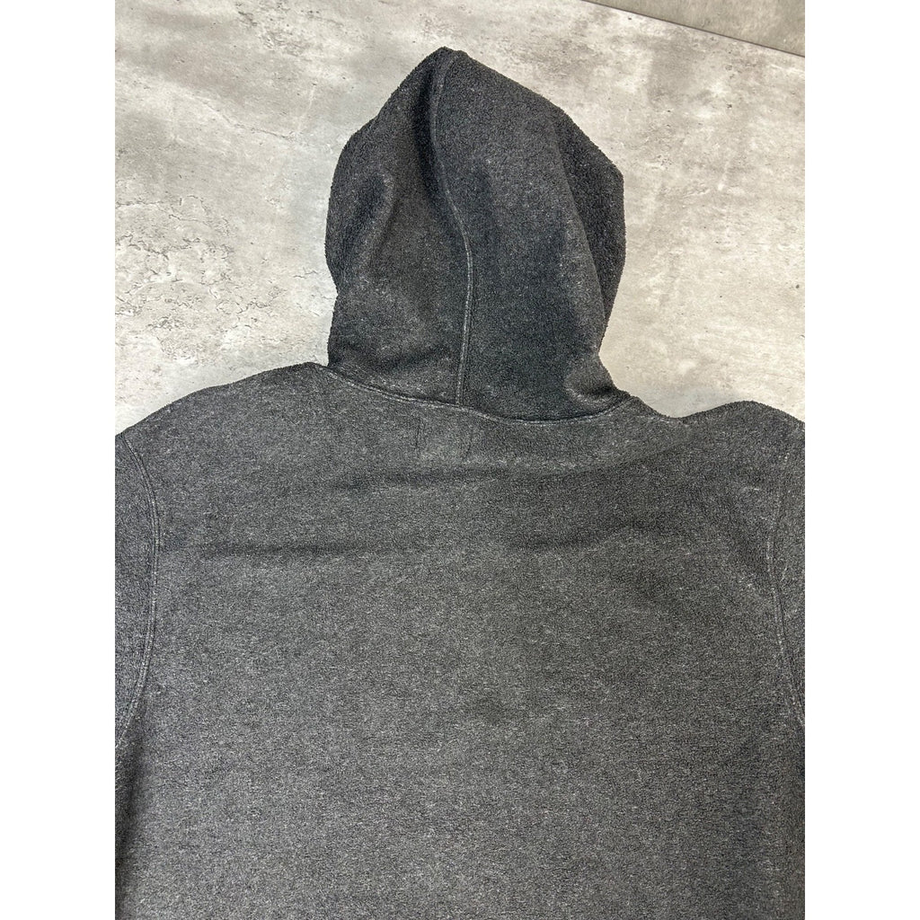 Vintage BUM Equipment Embroidered Spellout Hooded Sweatshirt Size Large Gray