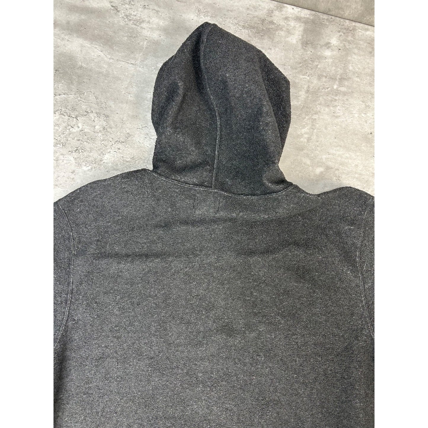 Vintage BUM Equipment Embroidered Spellout Hooded Sweatshirt Size Large Gray