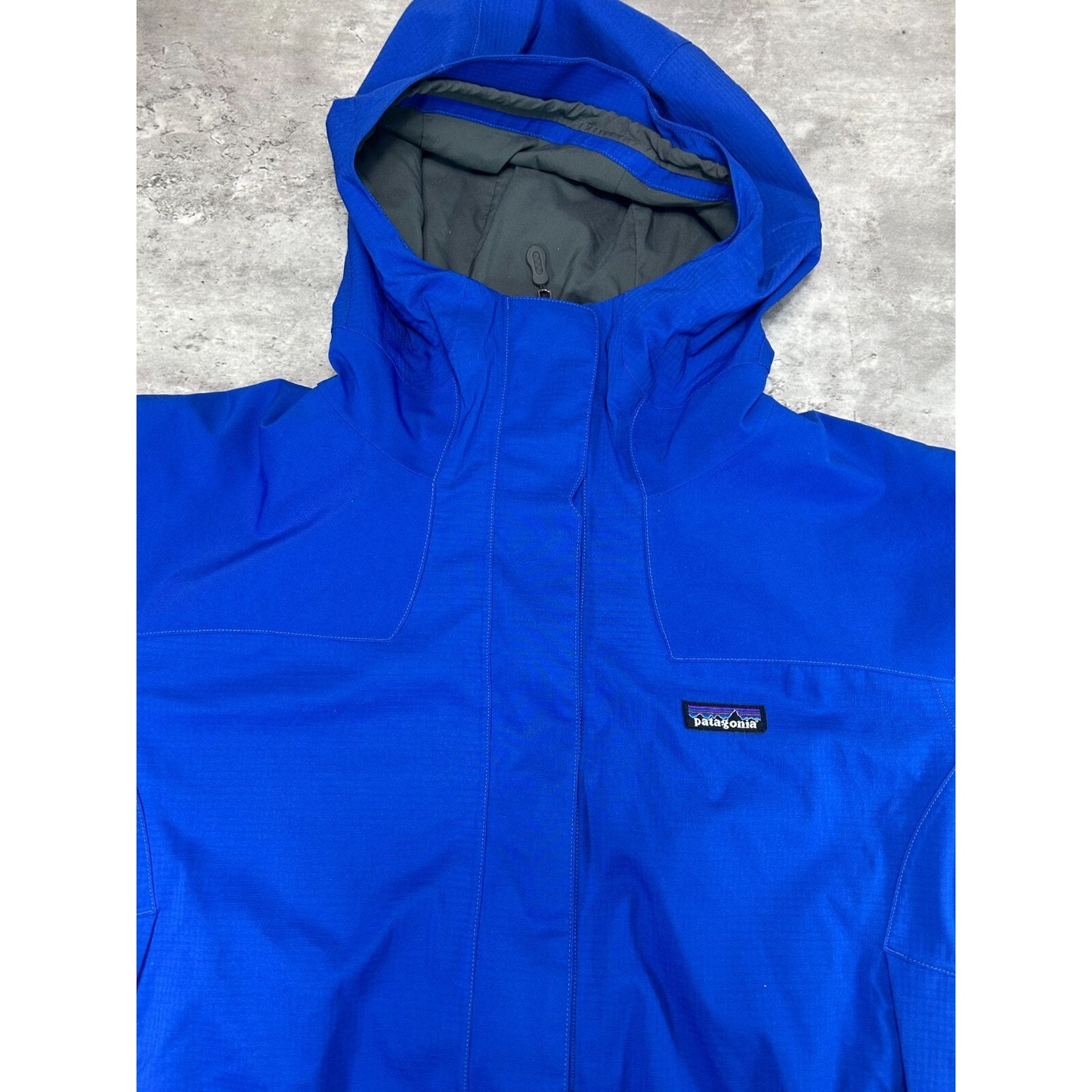 Vintage 90s Womens Patagonia Nylon Full Zip Hooded Hiking Jacket Size XL Blue