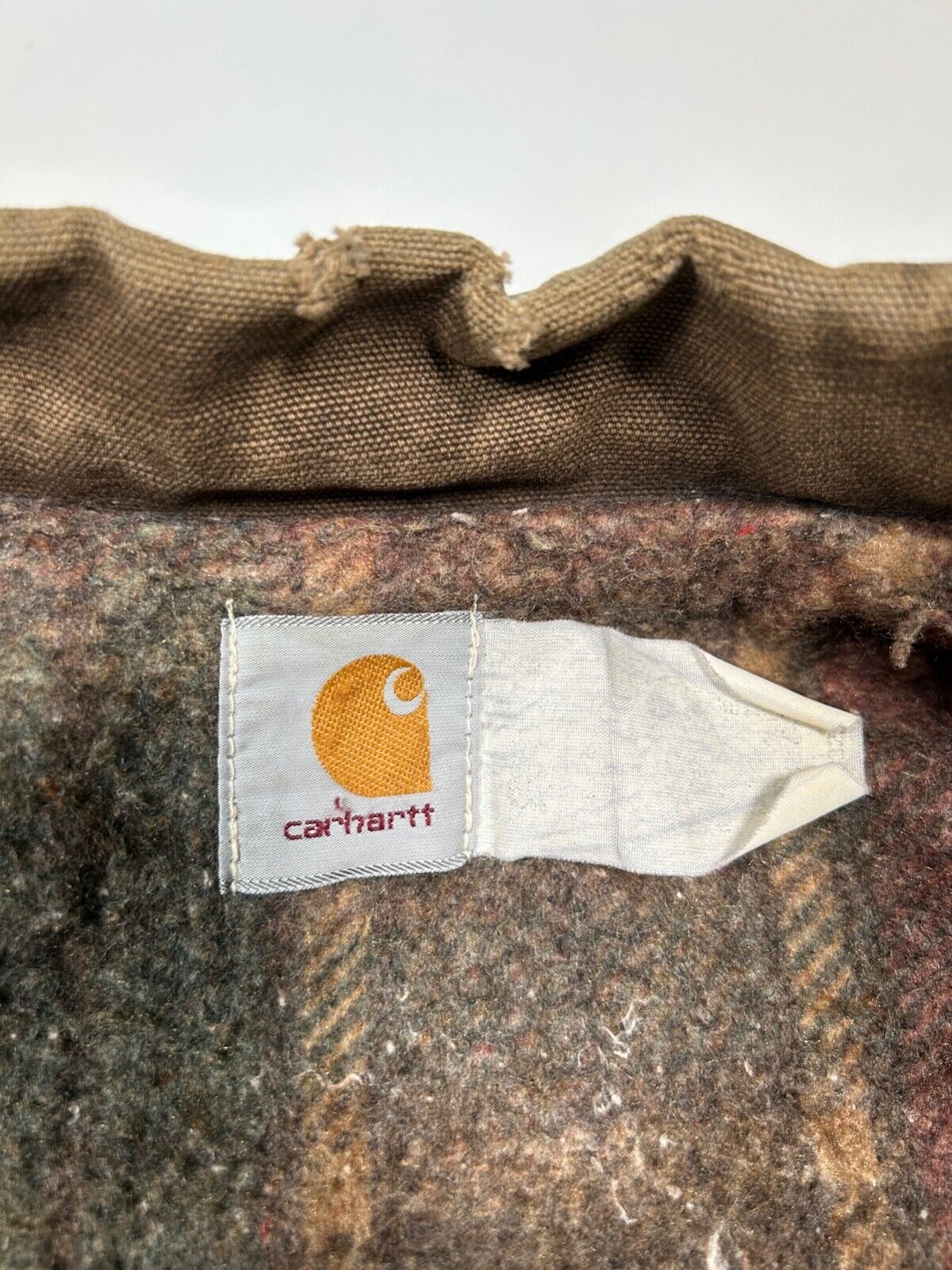 Vintage 90s Carhartt Canvas Blanket Lined Barn Coat Jacket Size 2XL Brown