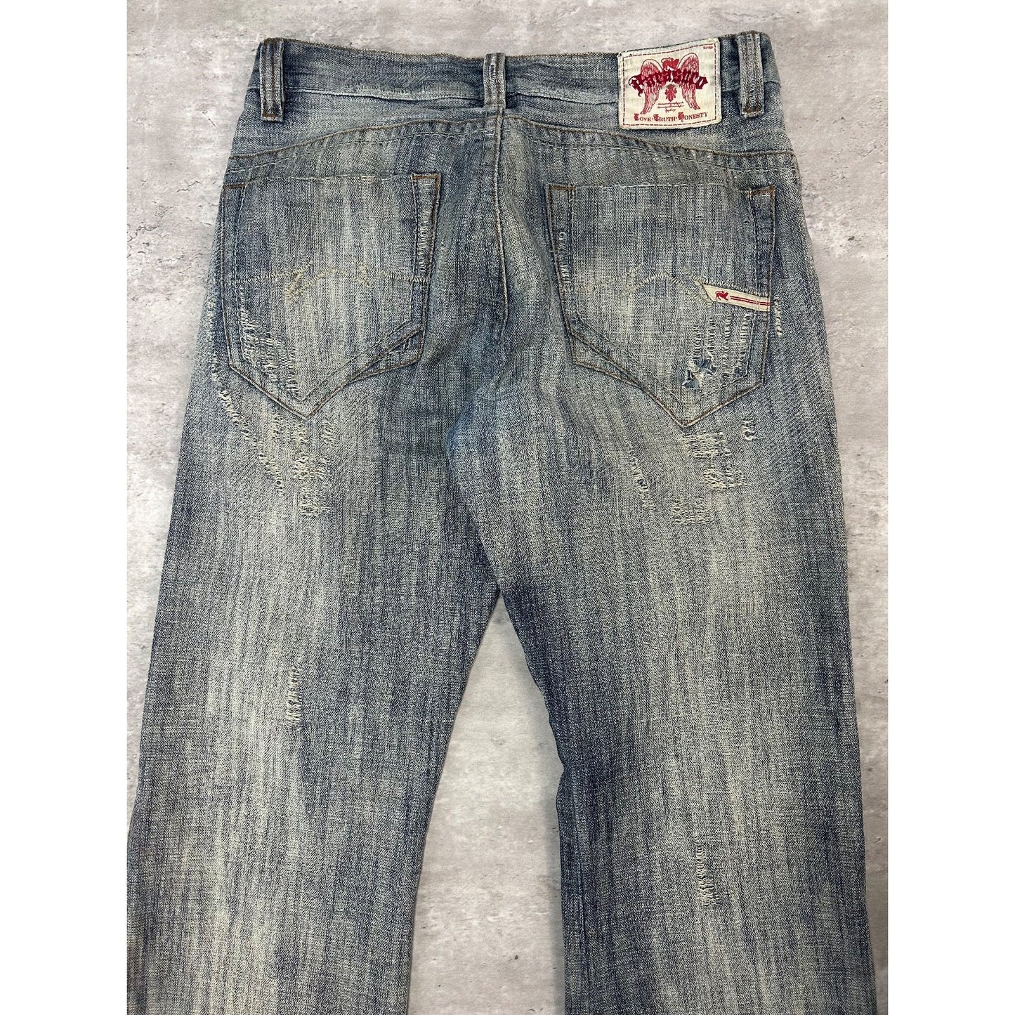 Vintage Y2K Parasuco Distressed Gray Denim Straight Fit Denim Pants Size 33