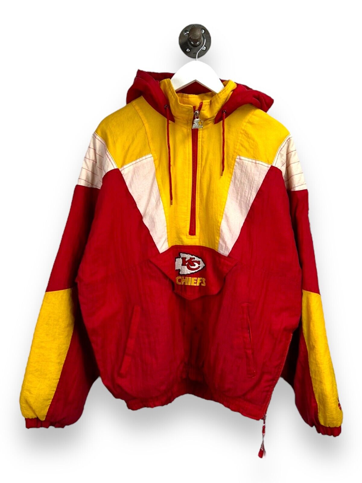 Vintage 90s Kansas City Chiefs NFL Starter 1/2 Zip Insulated Jacket Size Medium