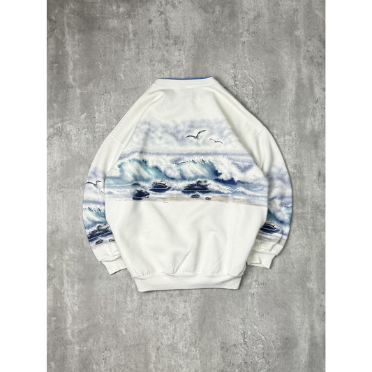 Vintage 90s Hilton Head Island Beach Landscape All Over Print Sweatshirt Large