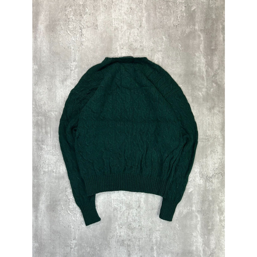 Vintage 90s Polo Ralph Lauren Pullover Cable Knit Sweater Size Large Green