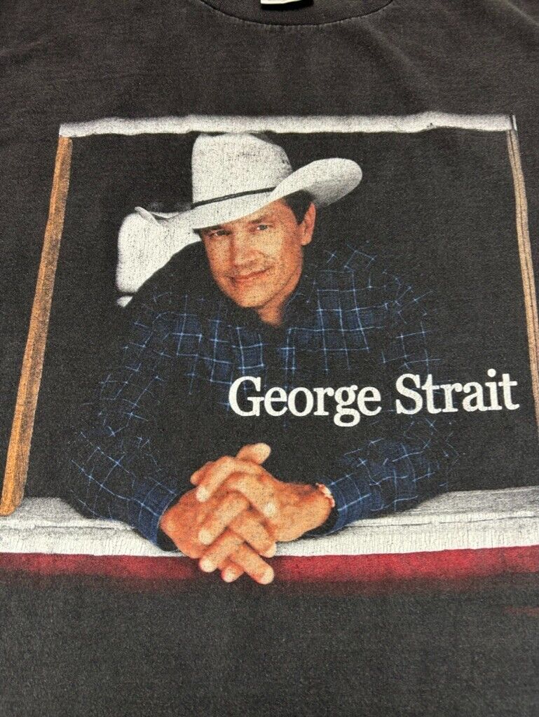 George Strait Country Music Festival Portrait Graphic T-Shirt Size Large Black