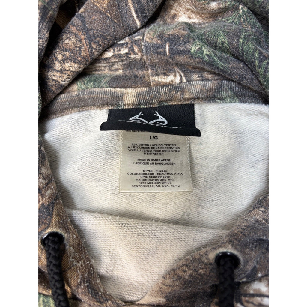 Vintage Realtree Xtra Tree Camo Hooded Hunting Sweatshirt Size Large