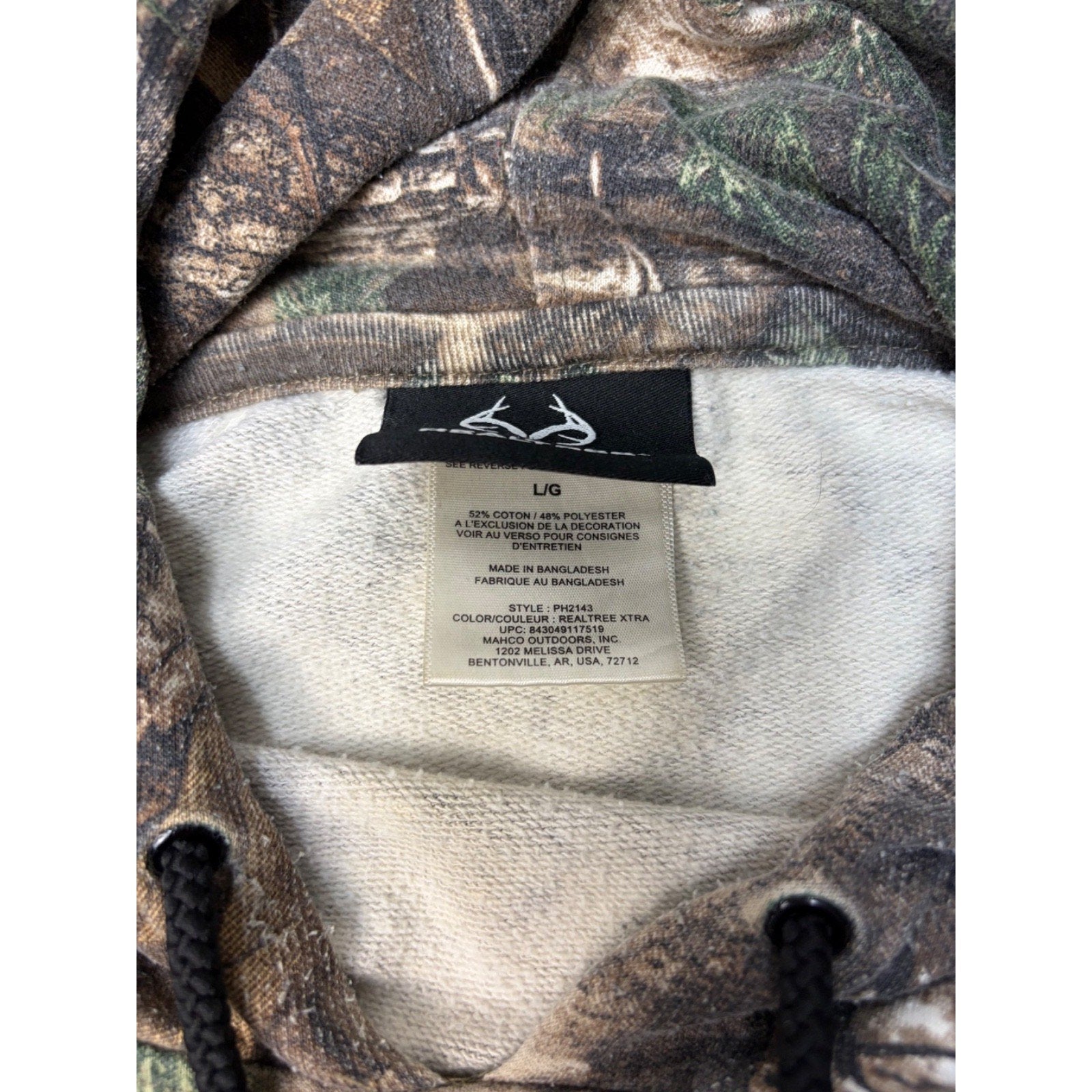 Vintage Realtree Xtra Tree Camo Hooded Hunting Sweatshirt Size Large