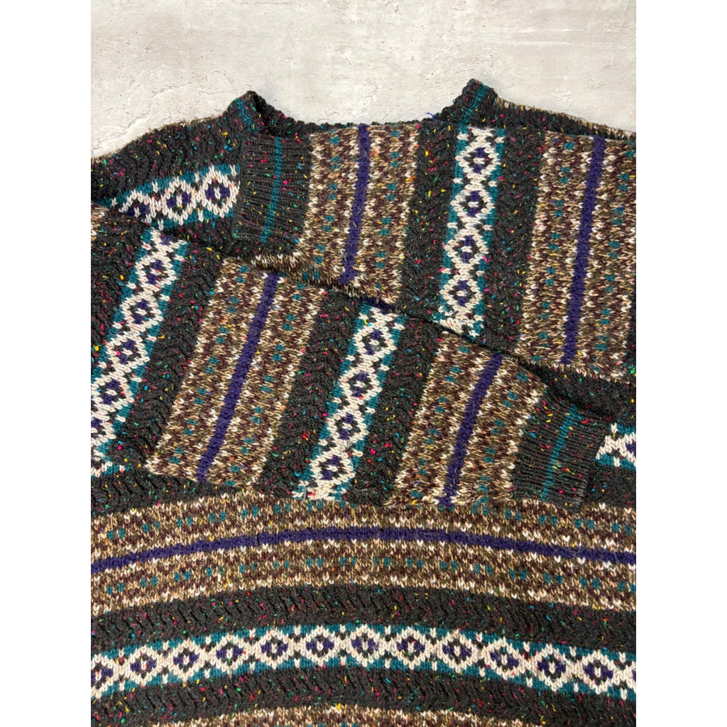 Vintage 80s/90s Jockey Abstract Striped Pullover Knit Sweater Size Medium