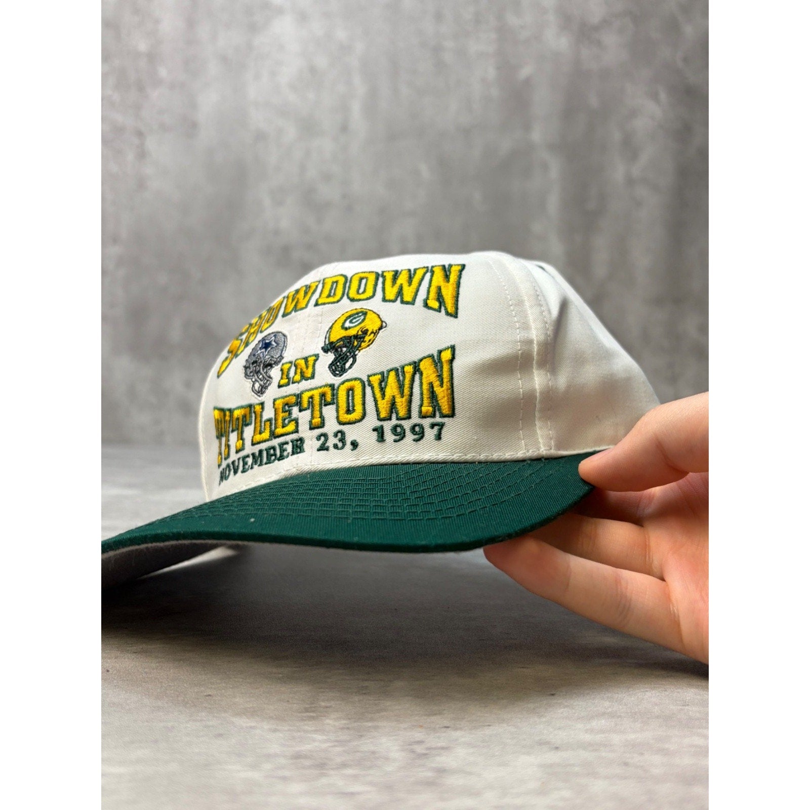 Vintage 1997 Packers Vs Cowboys NFL Showdown To Titletown Snapback Hat OSFA