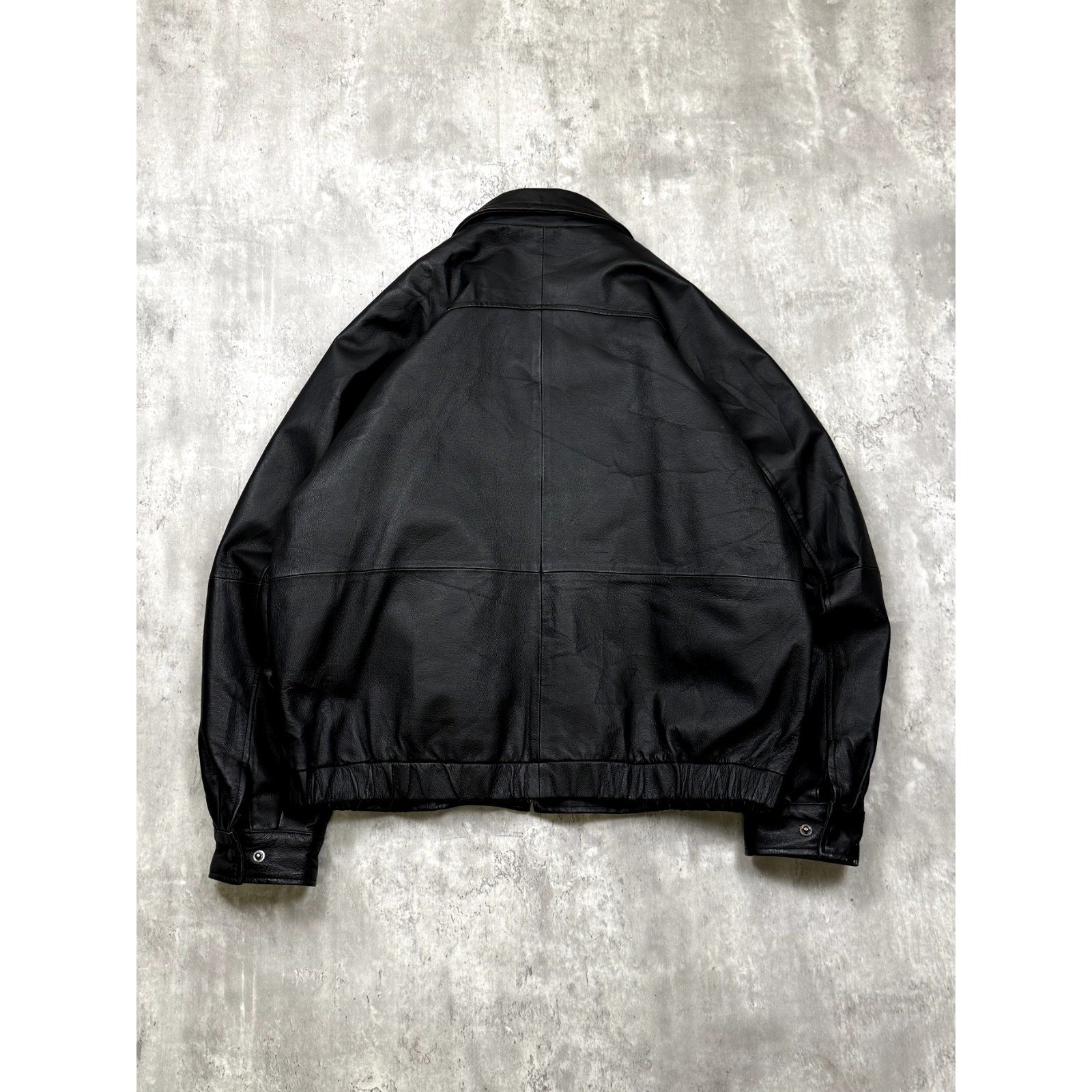 Vintage St. Johns Bay Quilted Lined Full Zip Leather Bomber Jacket Size XL