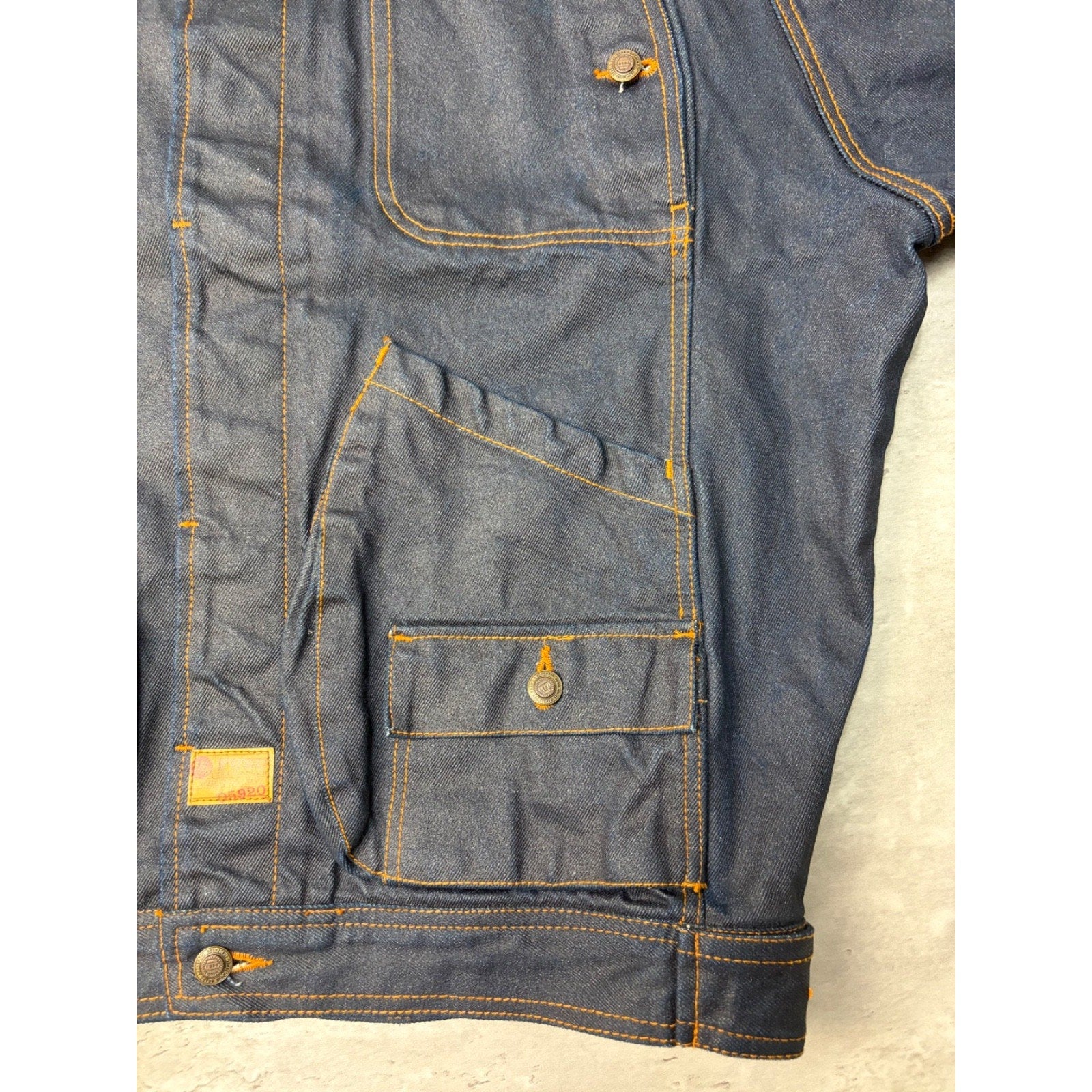 Vintage Y2K Fubu Contrast Embroidery Dark Wash Waxed Denim Jacket Size XL