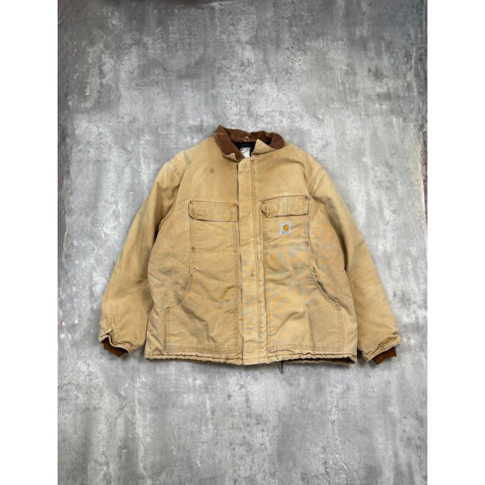 Vintage Carhartt Insulated Canvas Workwear Arctic Jacket Size XL Beige